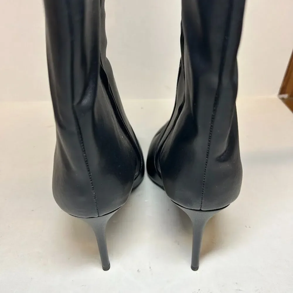 INC Womens 8.5 M Black Havannah Faux Leather High Heel Knee High Boots NIB QJ4